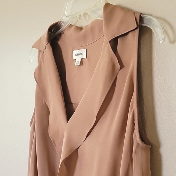 L'AGENCE Freja Mocha 100% Silk Draped Blouse - Size XS - Picture 5 of 9